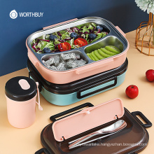 Bento Box With Compartment Portable Lunch Box For Kids School Food Container 304 Stainless Steel Microwave Food Box